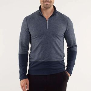 Lululemon Men's Speed 1/2 Zip Pullover in Navy Herringbone, Small (D4)